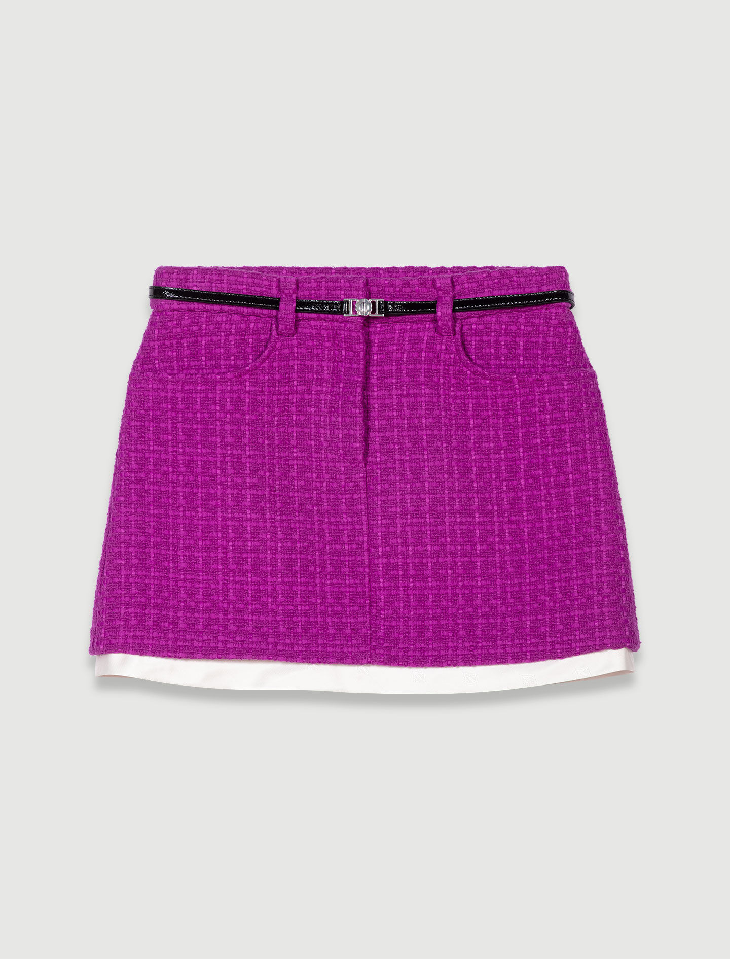 Fustă mini tweed - roz fuchsia