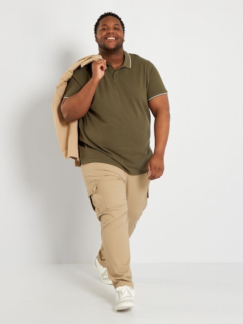 Katoenen polo - KHAKI