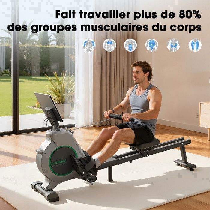 Rameur d'appartement Formill -Silencieux -16 Niveaux de Résistance magnétique -Capacité 160Kg  -Ecran LED -Compatible Kinomap