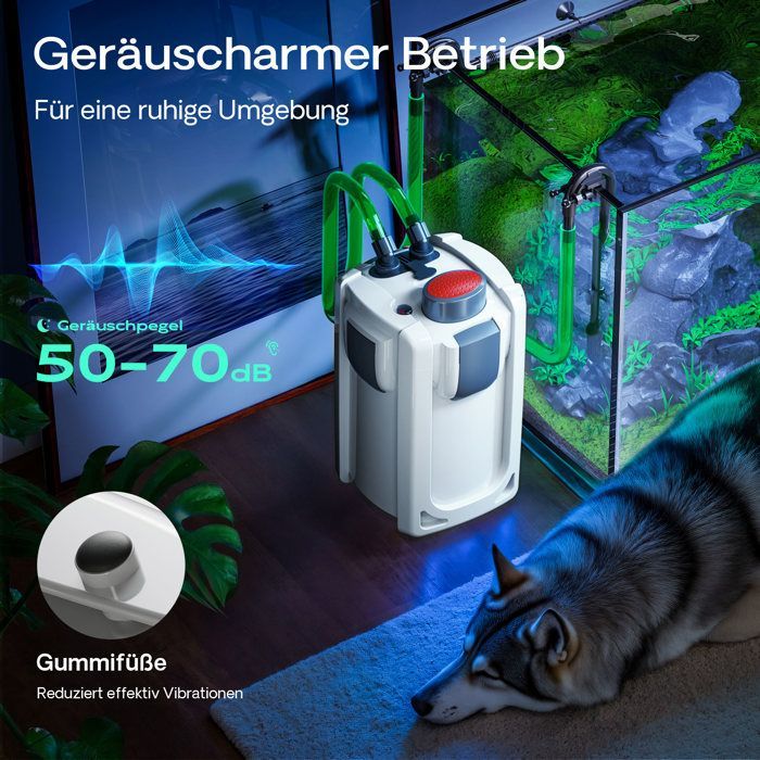 SunSun HW-702A Filtre extérieur pour aquarium, débit 1000 l/h, avec 3 Étapes de filtration, Matériaux et Pompe 24 W, Filtre externe