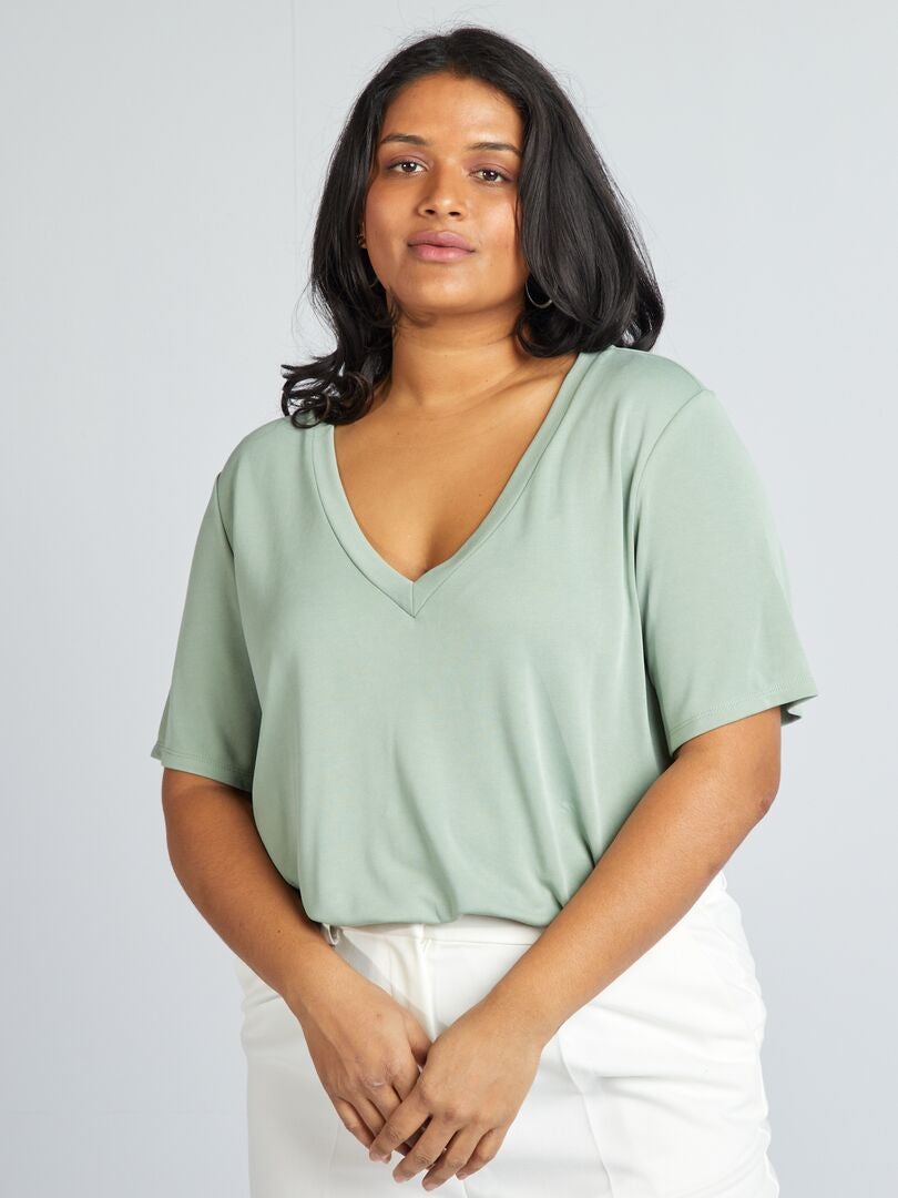 Camiseta de manga curta elástica - VERDE