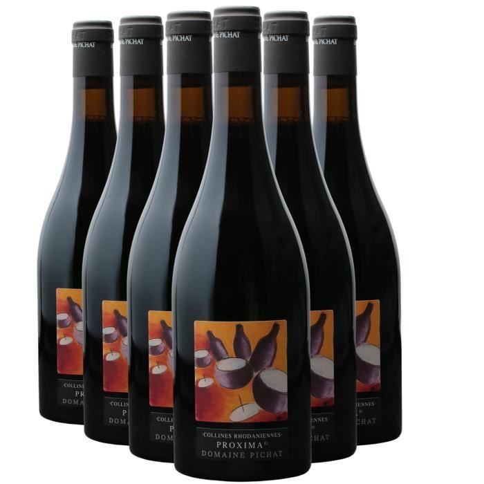 Collines Rhodaniennes Proxima Rouge 2021 - Caja de 6 botellas de 75 cl - Domaine Pichat - Vino tinto IGP del Valle del Ródano