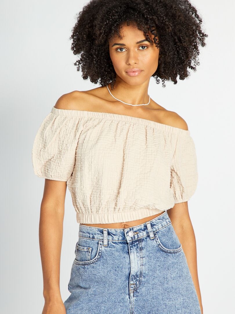Blusa cropped - Bege
