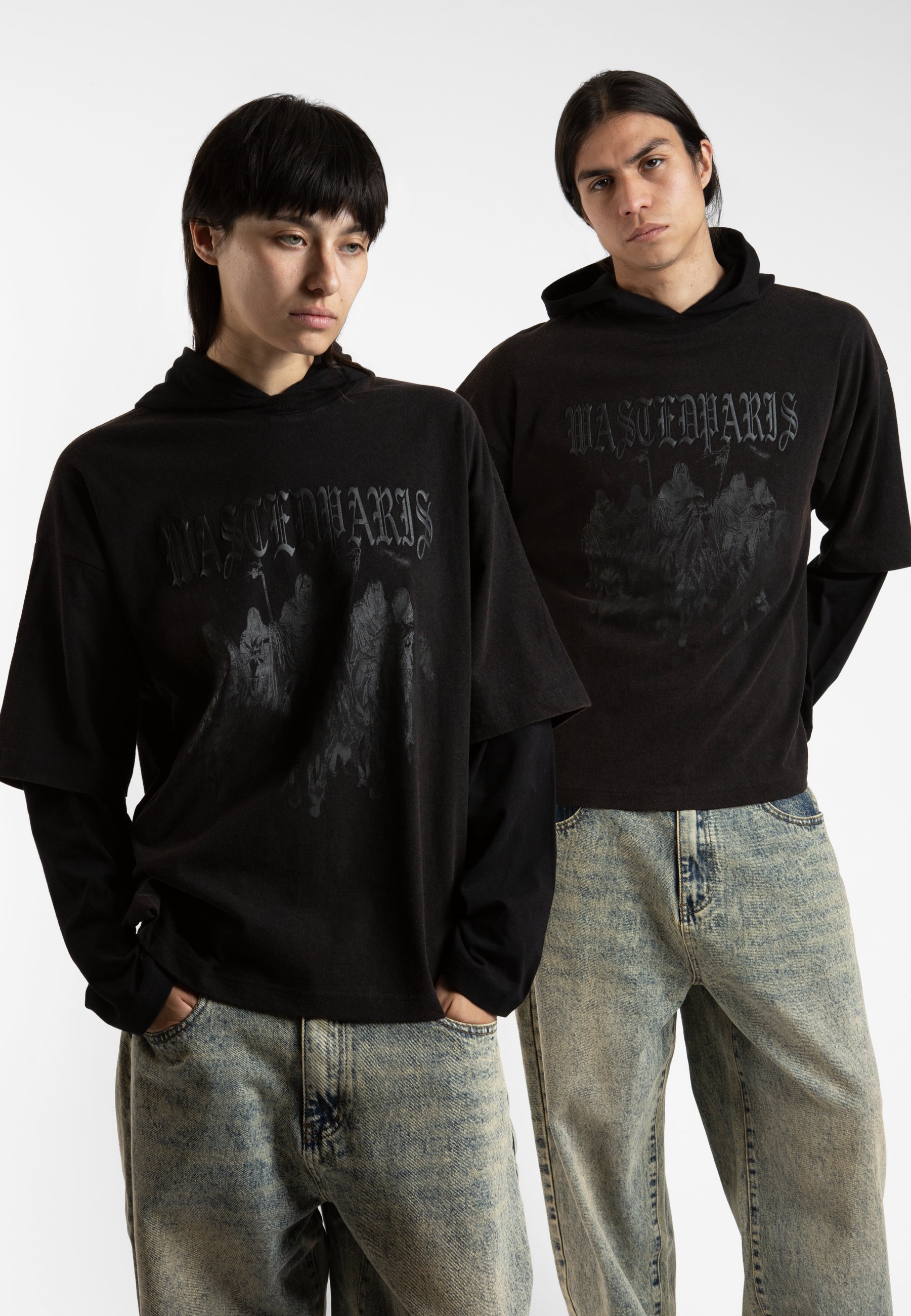 Wasted Paris NECROMANCER UNISEX - Langarmshirt - verwaschenes Schwarz