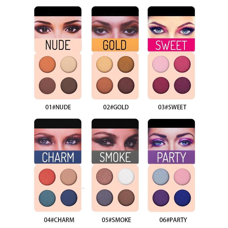 Palette di ombretti rosso vino a 4 colori, ombretti pressati, shimmer e opachi a lunga durata, palette di ombretti Hua per cosmetici di bellezza