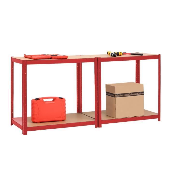Schwerlast-Metallregal 180x90x40 cm - rot - Max. Belastung 875 kg