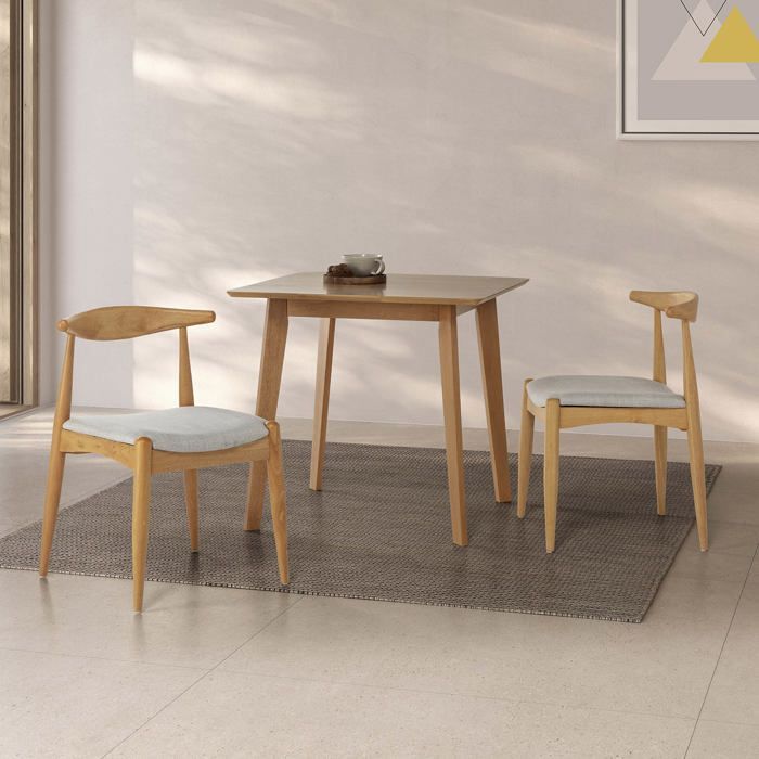 Conjunto de 2 cadeiras Corzo, cor carvalho, madeira maciça, 52,5 cm x 50 cm x 74,5 cm