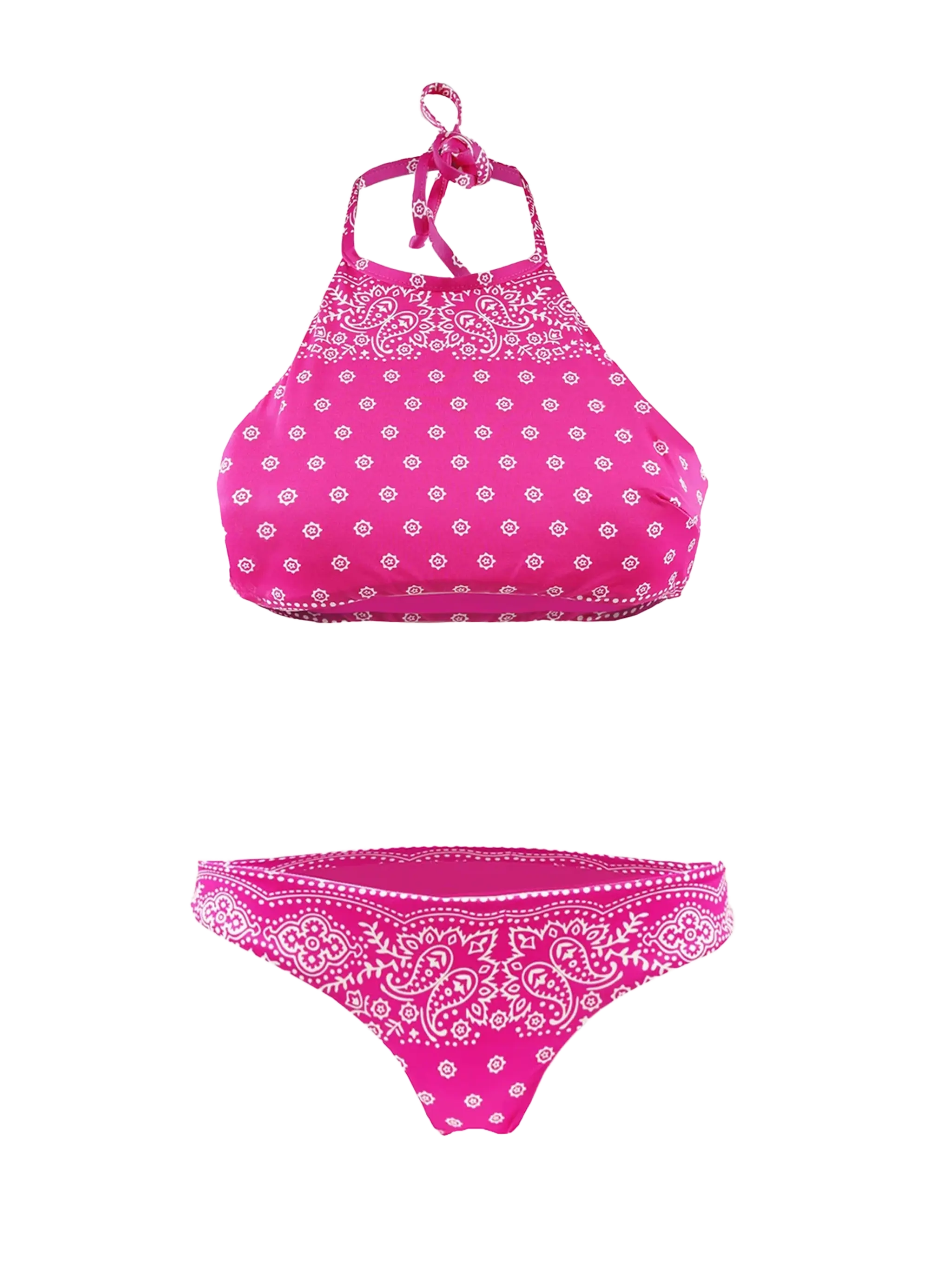 Bikini met haltertop en bandana-print.