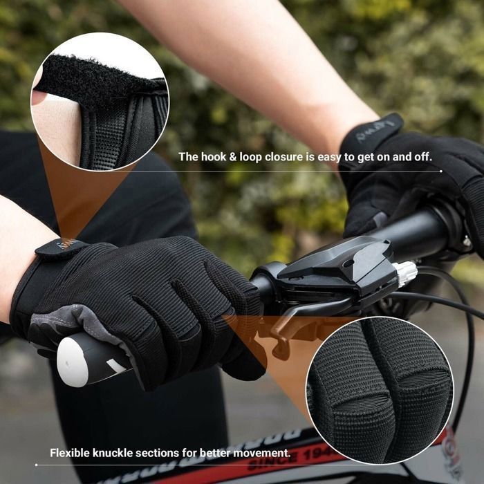 Guantes de ciclismo LERWAY® negros, acolchados, absorbentes y de dedos completos para hombre y mujer (M) - Envío a Francia
