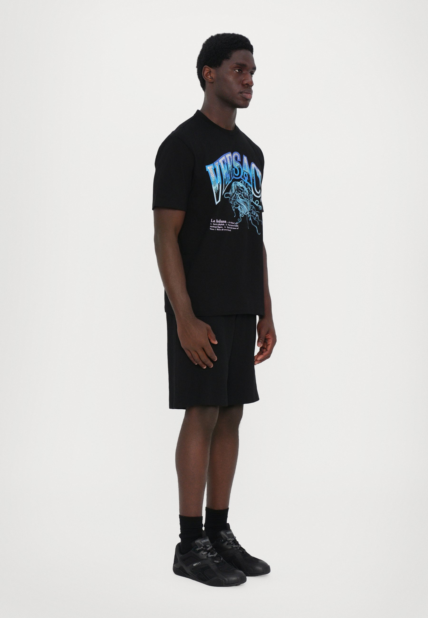 Versace PRINT MEDUSA VASRSITY - T-shirt stampata - nera