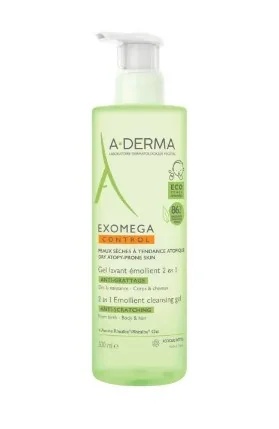 ADERMA A-Derma Exomega Control Gel 2 en 1 500 ml Pour peaux sèches et atopiques