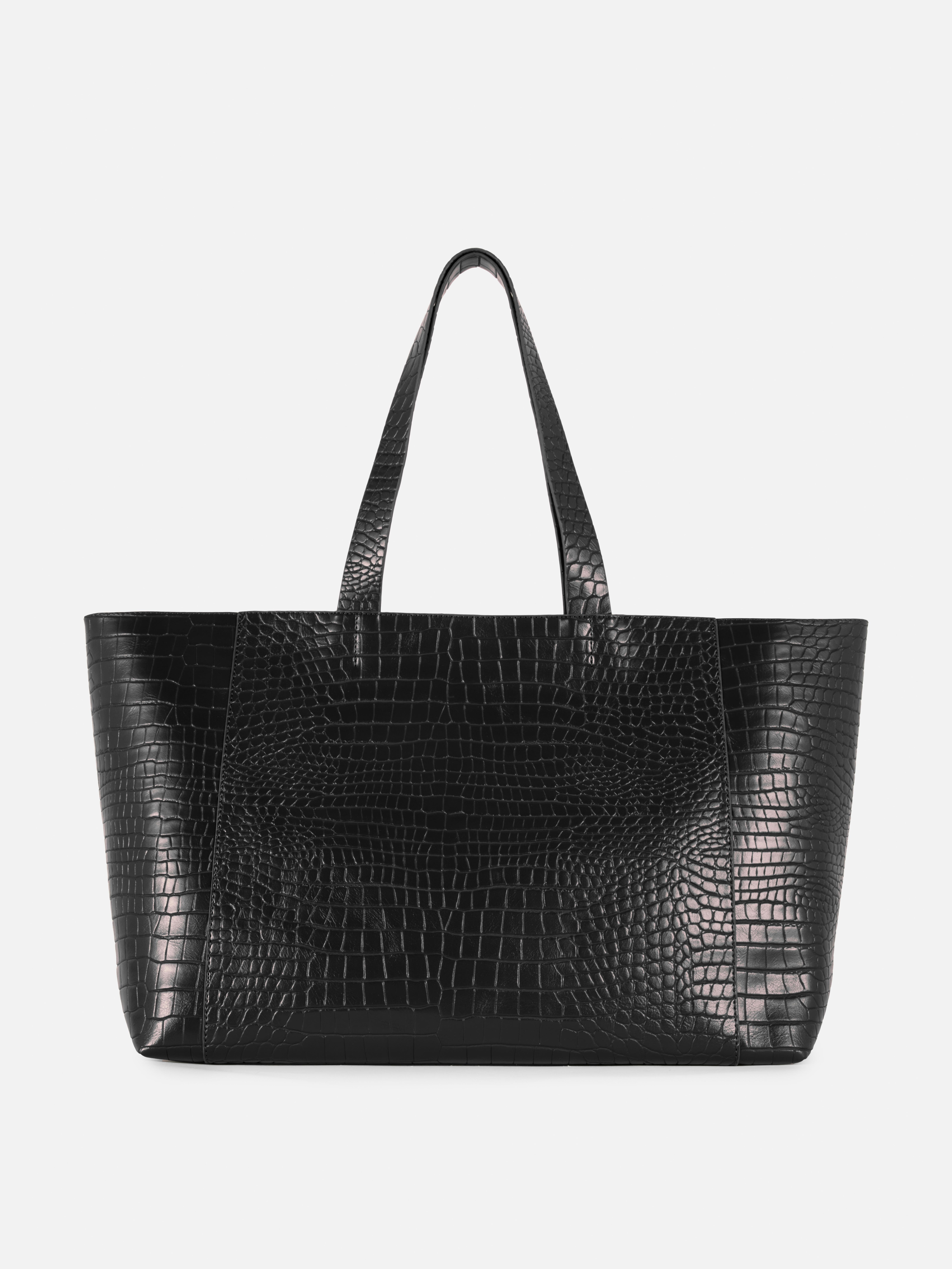 Geantă shopper extra mare cu efect de crocodil Geantă mare din piele ecologică cu efect de crocodil, mânere și închidere cu fermoar