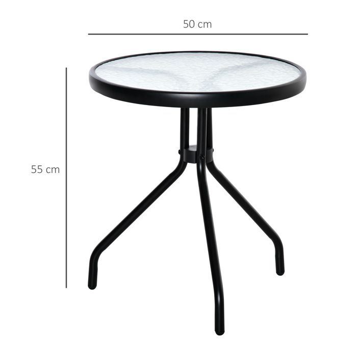 Outsunny - Table bistro de jardin - Métal - 50x50x55cm - Noir