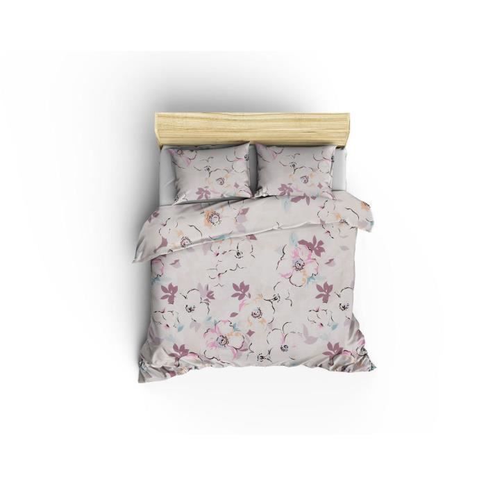 Parure de lit - 1 housse de couette 220 x 240 cm + 2 taies d'oreiller 60 x 60 cm - 100% coton renforcé - Blanc