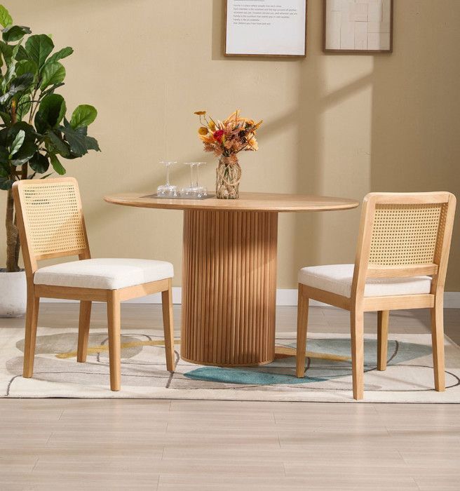 Chairus Eetkamerstoelenset van 2, Eetkamerstoelen, Keukenstoelen met Rotan Rugleuning voor Woonkamer, Chenille,