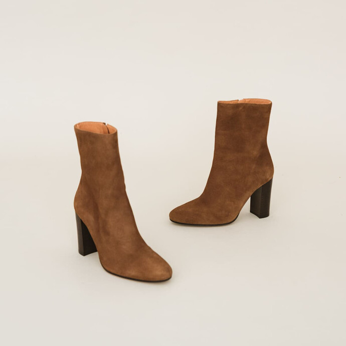 Bottines à talons  en velours marron
