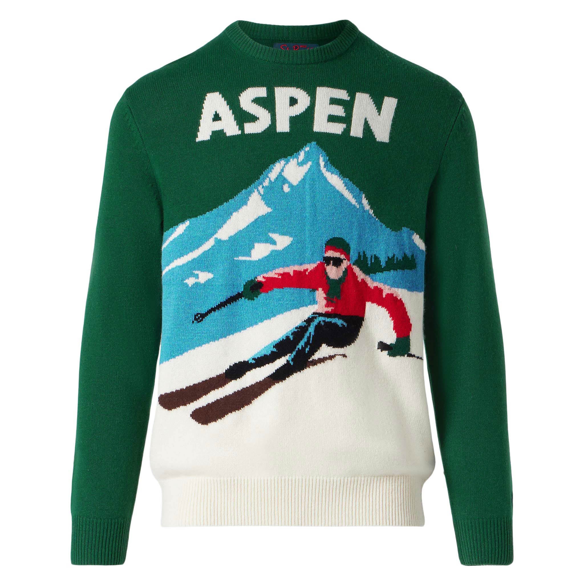 Aspen Vintage Ansichtkaart Print Heren Trui