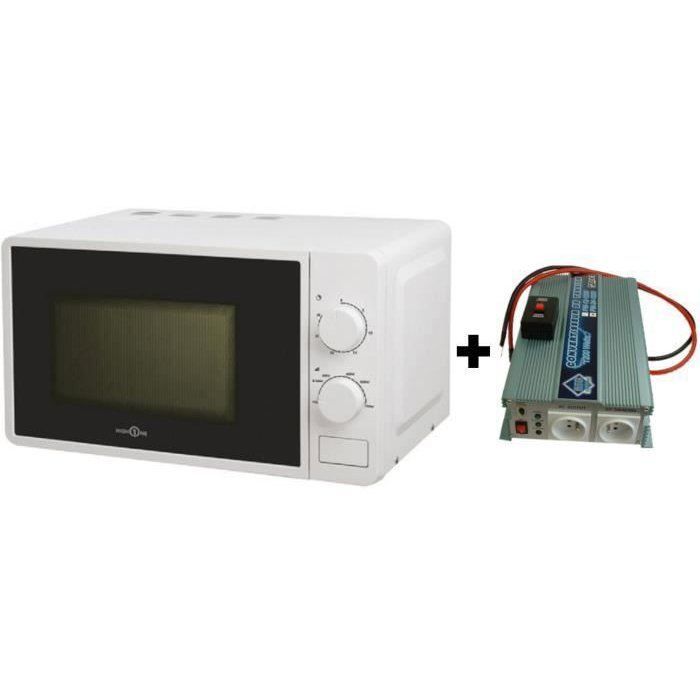 HTC Equipment Pack: 12V/220V 1200W Voltage Converter with Remote Control and High One 220V 20L 700W Microwave
