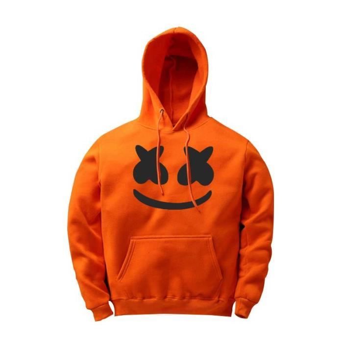 LEOCLOTHO Men's Sweater - Long Sleeves - Hooded Collar - Orange