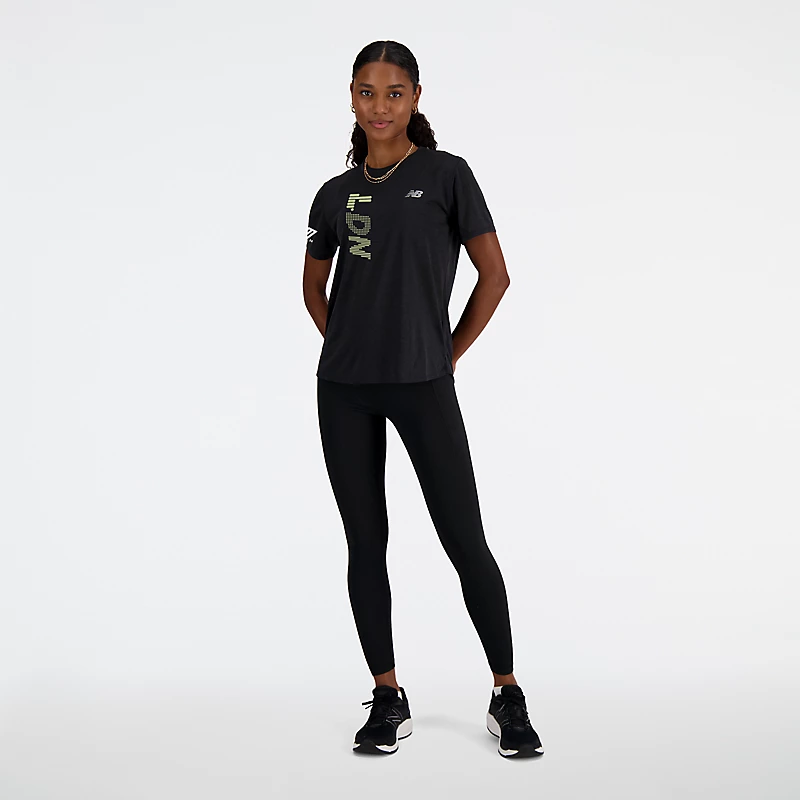 T-shirt à manches courtes pour femme NB Athletics, édition London Graphic - NOIR MÉLANGE