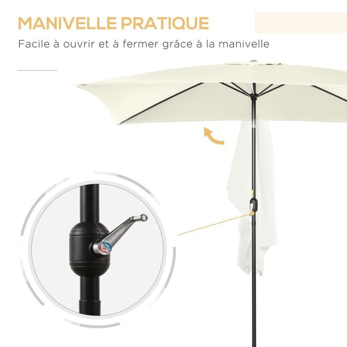 Outsunny - Parasol - Metaal - 294x198x255cm - Crème