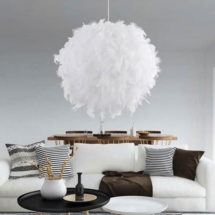 Lamp met verenbol van 40 cm, kroonluchter, eenvoudige stijl, decoratie voor tentoonstellingsruimte, kinderkamer, witte hanglamp