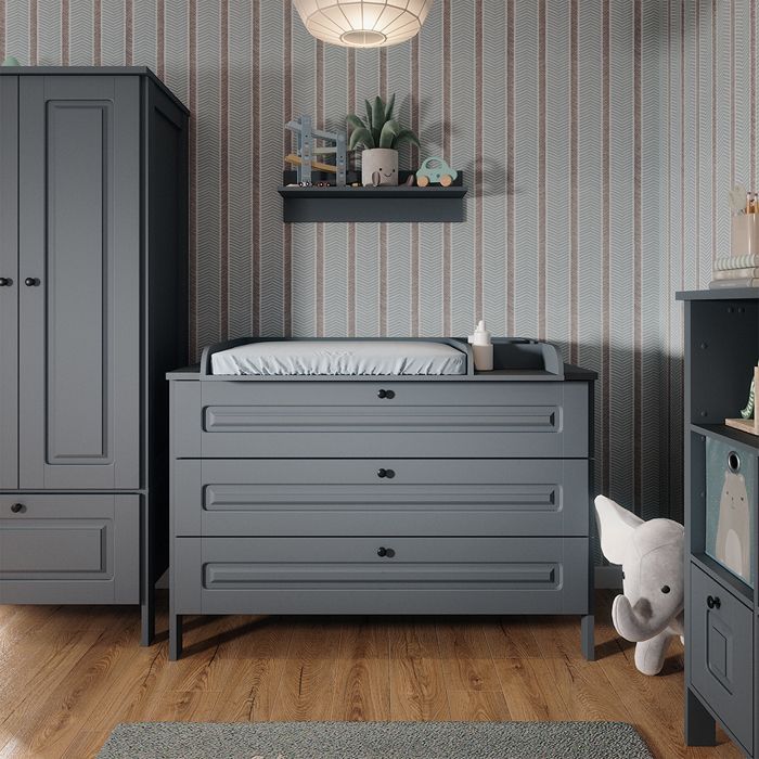 Fasciatoio Ajaton 133x98,4 cm con 3 cassetti, grigio, Vitalispa 50169