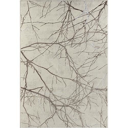 Alfombra moderna para salón - THE CARPET - Mila - Crema - Estampado de rayos dorados - 160 x 230 cm