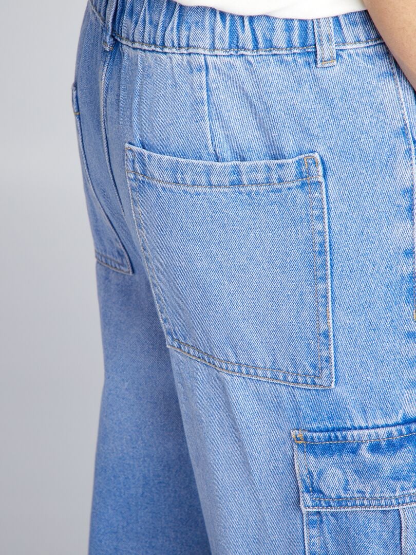 Spijkerbroek met wijde pijpen en meerdere zakken - BLAUW