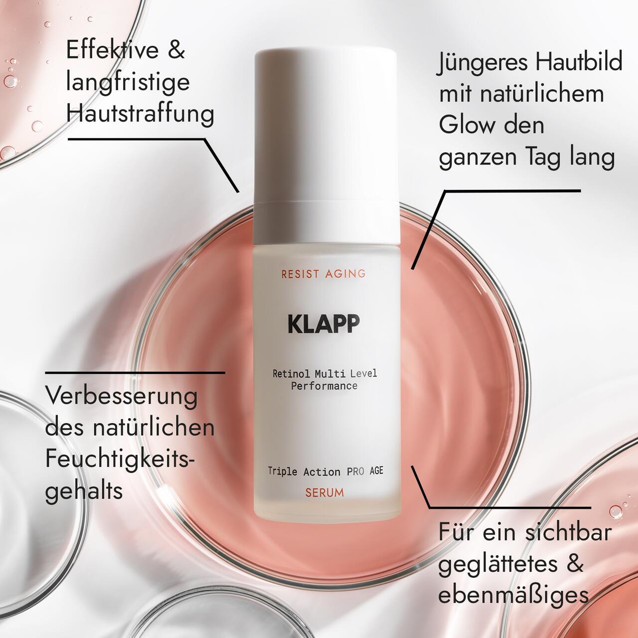 Klapp pretnovecošanās serums pret novecošanos Resist Aging Retinol Triple Action Pro Age serums - 30 ml