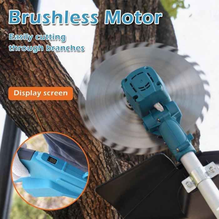Desbrozadora eléctrica inalámbrica de 21 V y 650 W, 2 baterías de 4,0 Ah, motor sin escobillas, ángulo ajustable, kit completo.