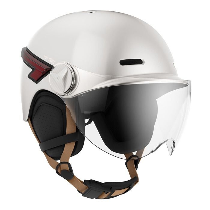 Casque vélo Casr GLOW AVEC LED ET VISIERE BLANC IVOIRE – L
