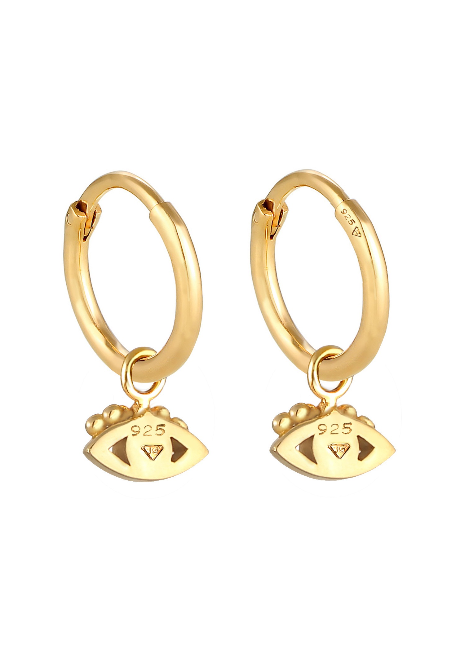 Elli Créoles pour Femmes Evil Eye avec opale synthétique en argent 925 plaqué or