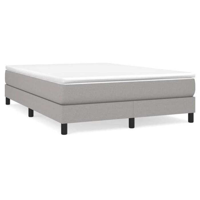 Base de cama tapizada - AKOZON - 140x190 cm - Gris claro - Con muelles - Somier de láminas de madera contrachapada