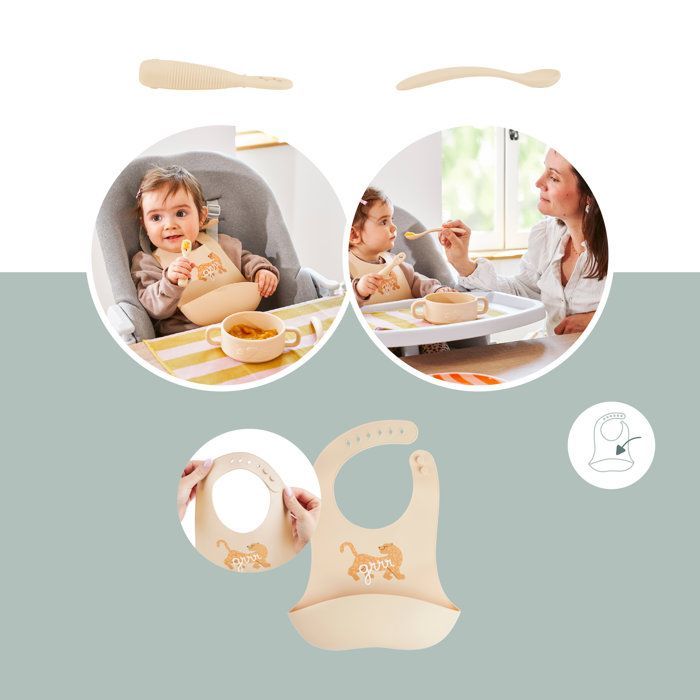 Babymoov - Silicone Baby First Meal Set - Weaning Tableware - Developed with an Occupational Therapist - Mini Roar