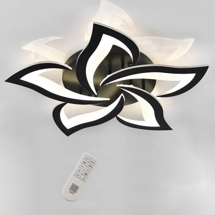 DORLINK Plafonnier LED Noir 5 Têtes 60W 4700LM Réglable 3000-6500K Lampe de Plafond Moderne pour Salon Chambre Salle à Manger