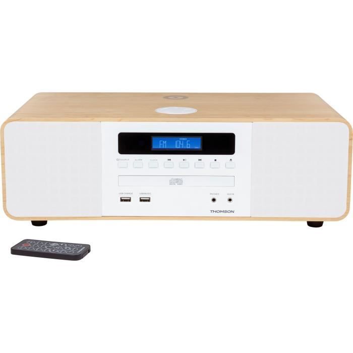 Sistema Hi-Fi Bluetooth compatto - THOMSON - Bianco/Induzione - Radio FM/CD/MP3/USB, 50W, Equalizzatore, Telecomando, Alimentatore 230V