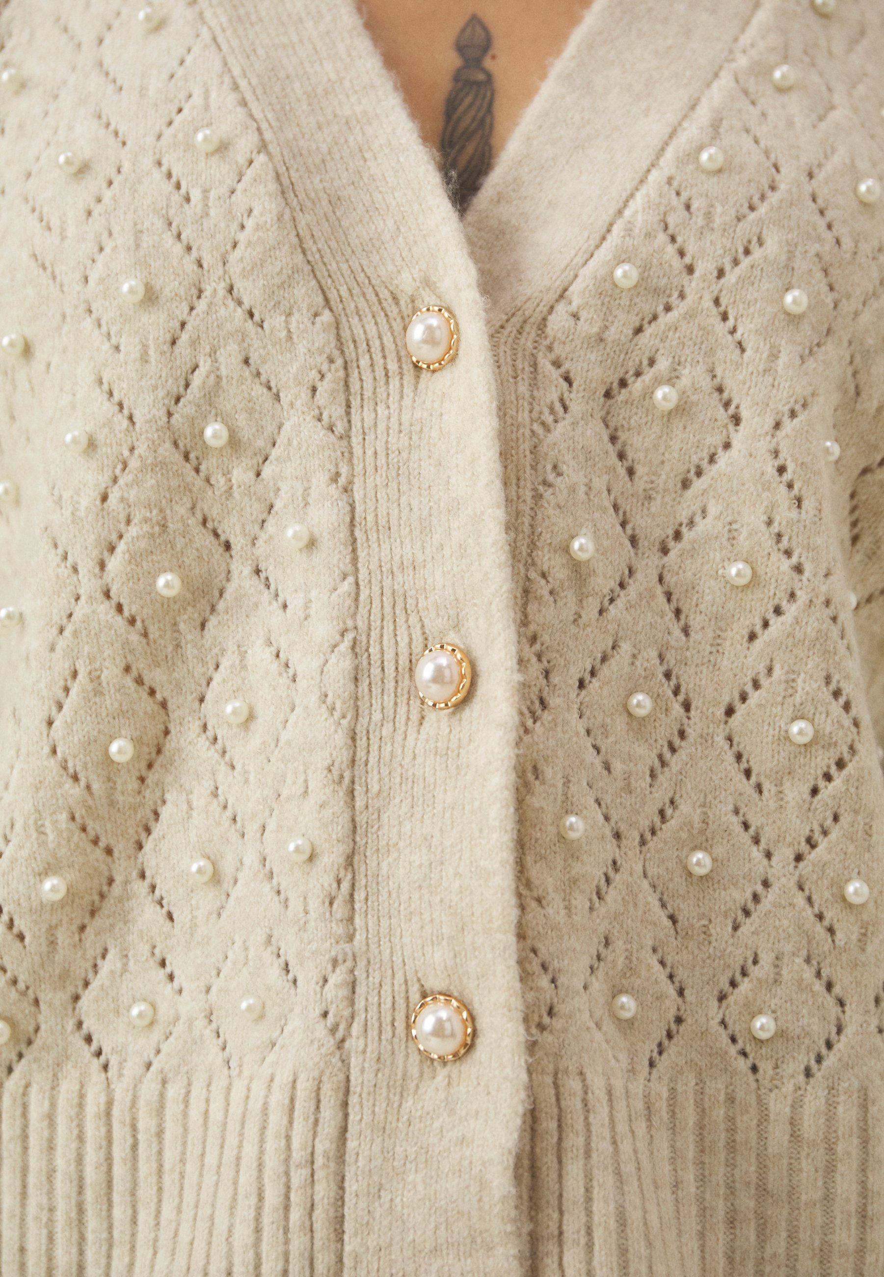 ONLY Petite ONLLIA LIFE PEARL - Cardigan - beige