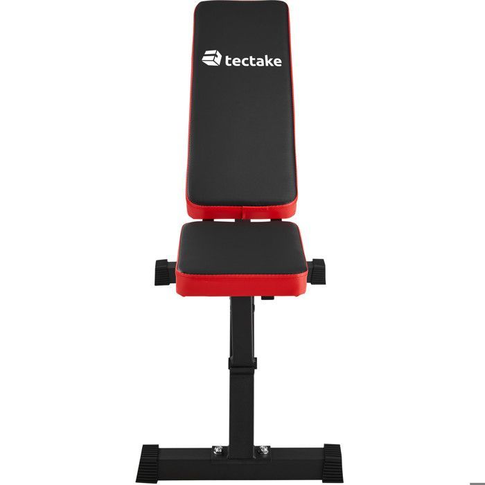 Equipo de entrenamiento con pesas - TECTAKE - Banco abdominal regulable en altura 116 cm x 51 cm x 122 cm - Negro/Rojo