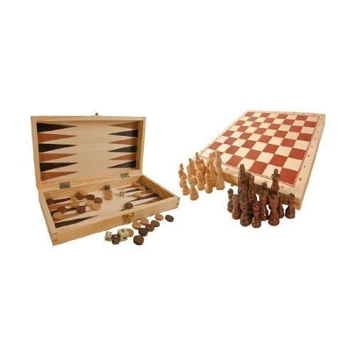 Juegos de mesa - LEGLER - Juegos clásicos 3 en 1 - Caja de madera - 4 juegos incluidos - Para niños y adultos