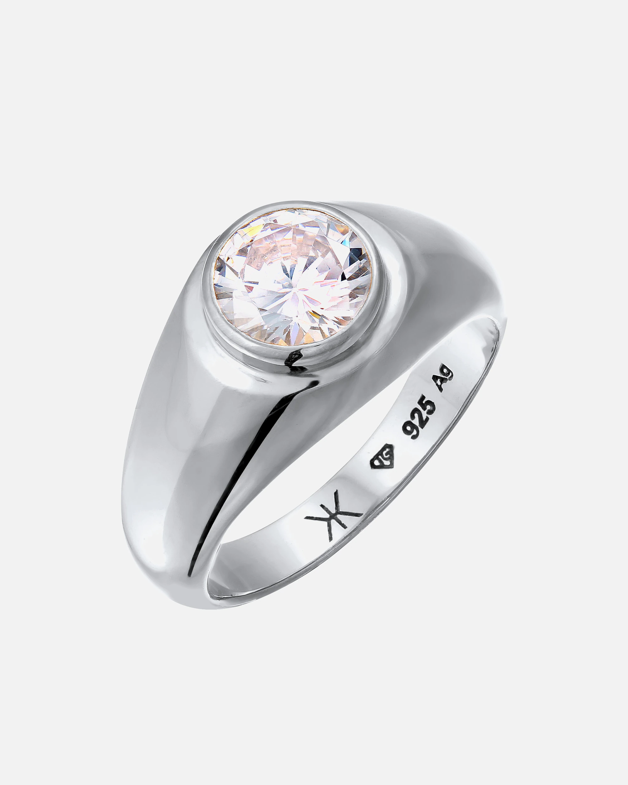 KUZZOI Kuzzoi Bague Hommes Unisexe Cristaux de zirconium Blanc Argent Sterling 925