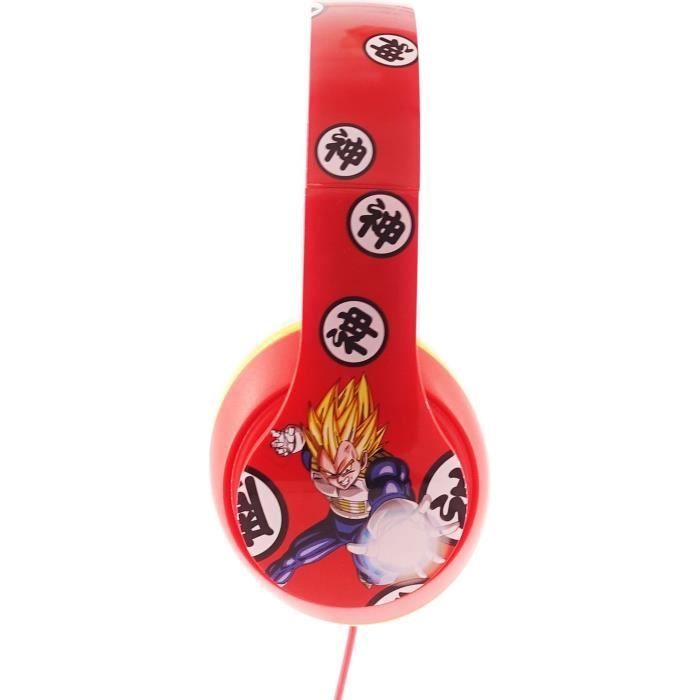 Auriculares Kio para niños de Dragon Ball Z con Goku y Vegeta - Rojo