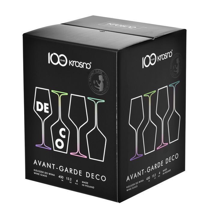 KROSNO Avant-Garde Verres à Vin Colorés, Lot de 4, 450 ml