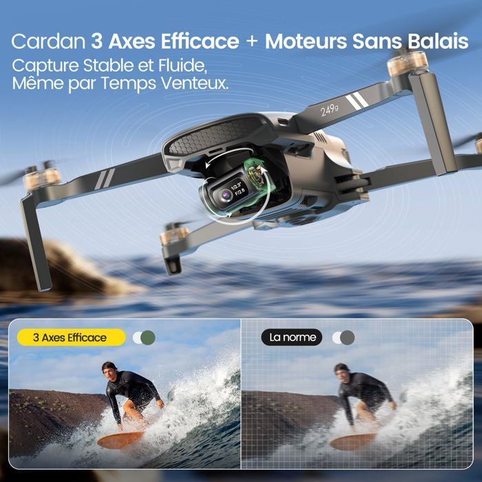 Holy Stone HS900 GPS Drone with 4K Camera, 3-Axis Gimbal, 249g Lightweight, 4K Video at 30fps, 48MP Photo, 6000 Meter Transmission Range