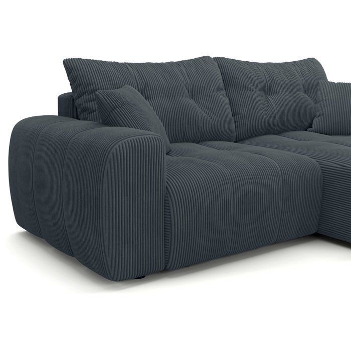 Convertible corner sofa - 4-seater - BRANDON - Anthracite Grey Fabric - 242 x 144 x 86 cm