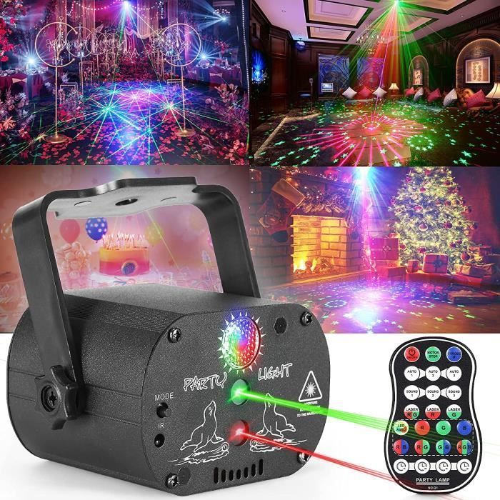 Laser DJ Lighting Stage Lamp Party Lighting Effect Projector R & G Remote Control for Dancing Thanksgiving Birthday KTV