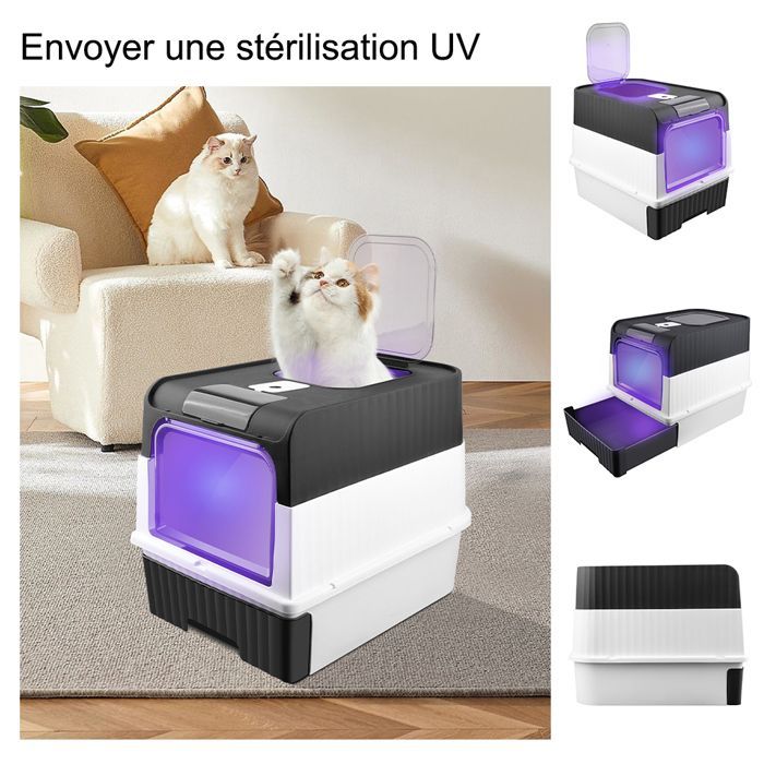 Arenero autolimpiable MIPAN, casita de baño para gatos negros