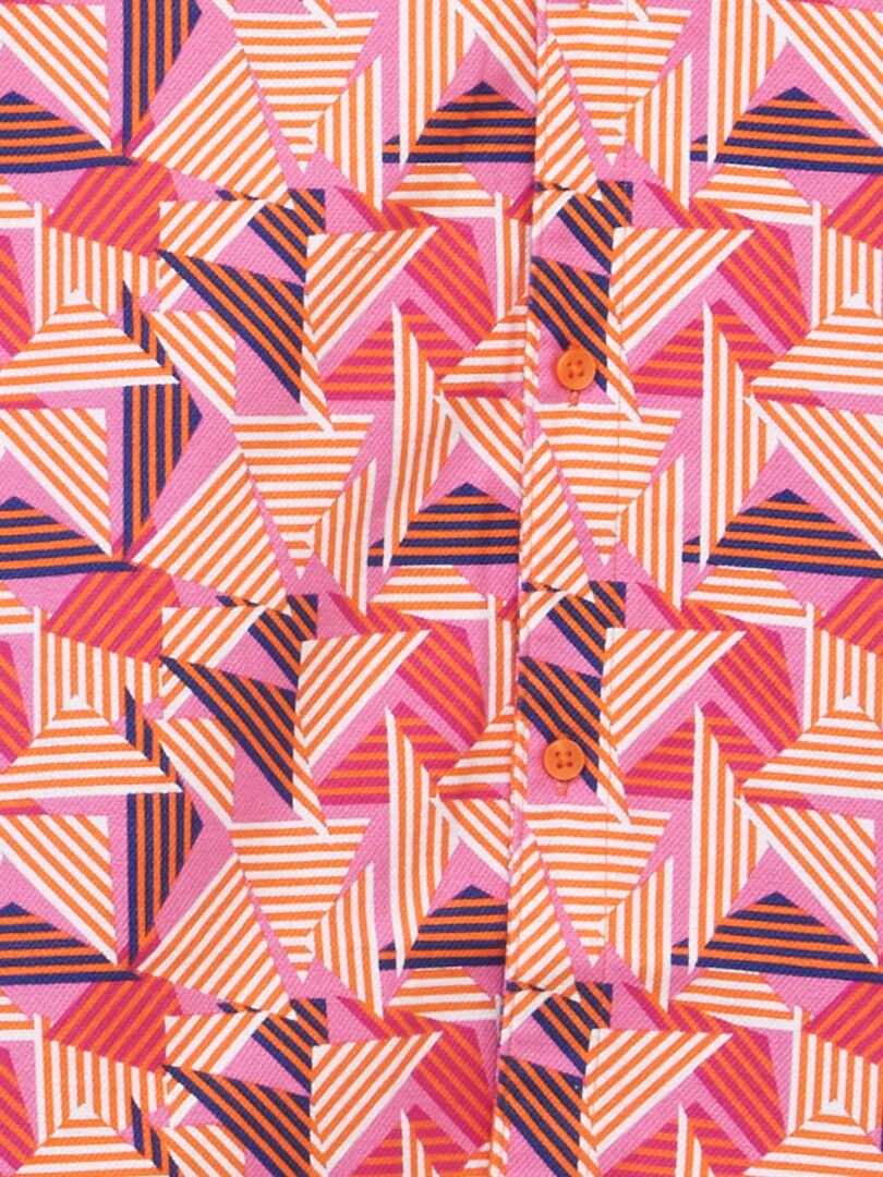 Overhemd van katoenpiqué met print - ORANJE