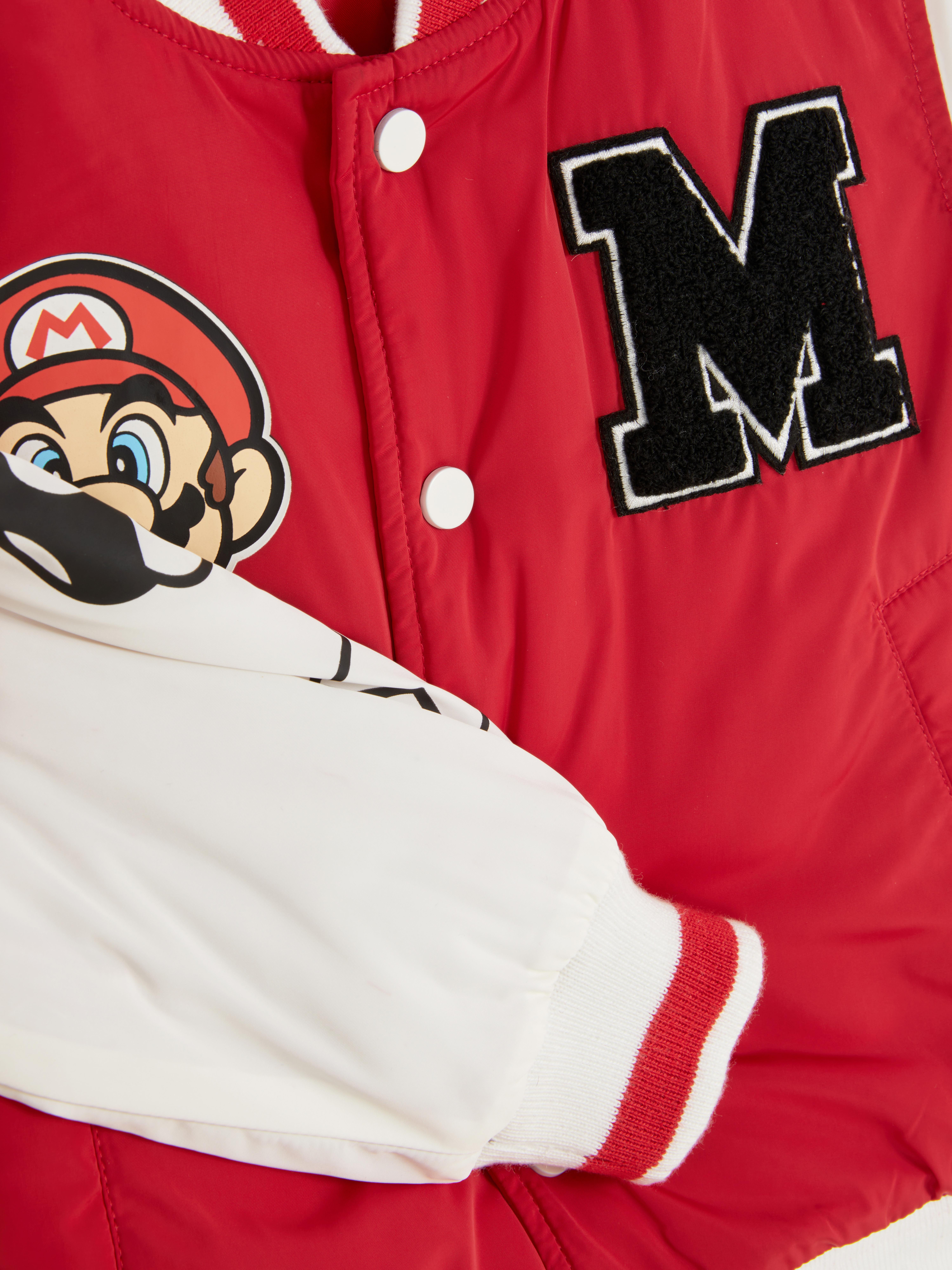 Jachetă bomber Super Mario O jachetă bomber Mario cu nasturi și mâneci lungi cu manșete