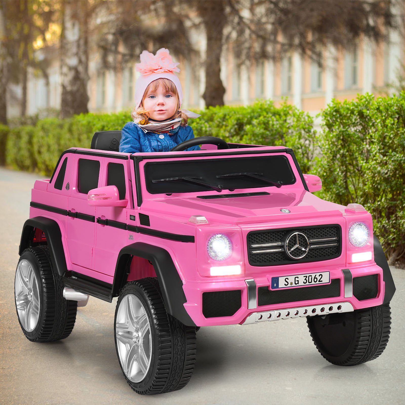 COSTWAY Elektro-Kinderauto Mercedes Benz, com música e LED, 2,5-5,5km/h